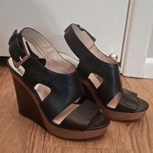 MICHAEL KORS Leather Wood Platform